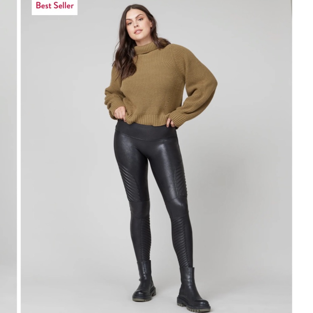 Spanx Faux Leather Moto Leggings size medium